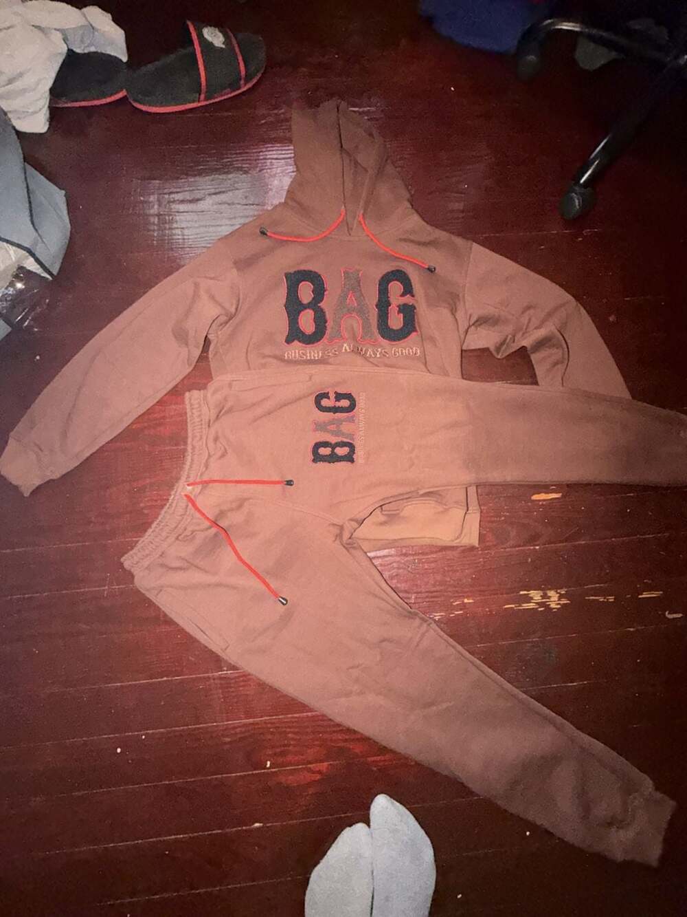 BAG Business Always Good Brown Tracksuit Sweat Suit Hoodie and Joggers XL